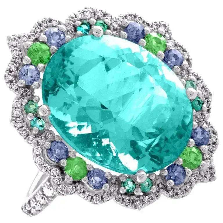 Champagne Square Crystal Statement Ring for Women
