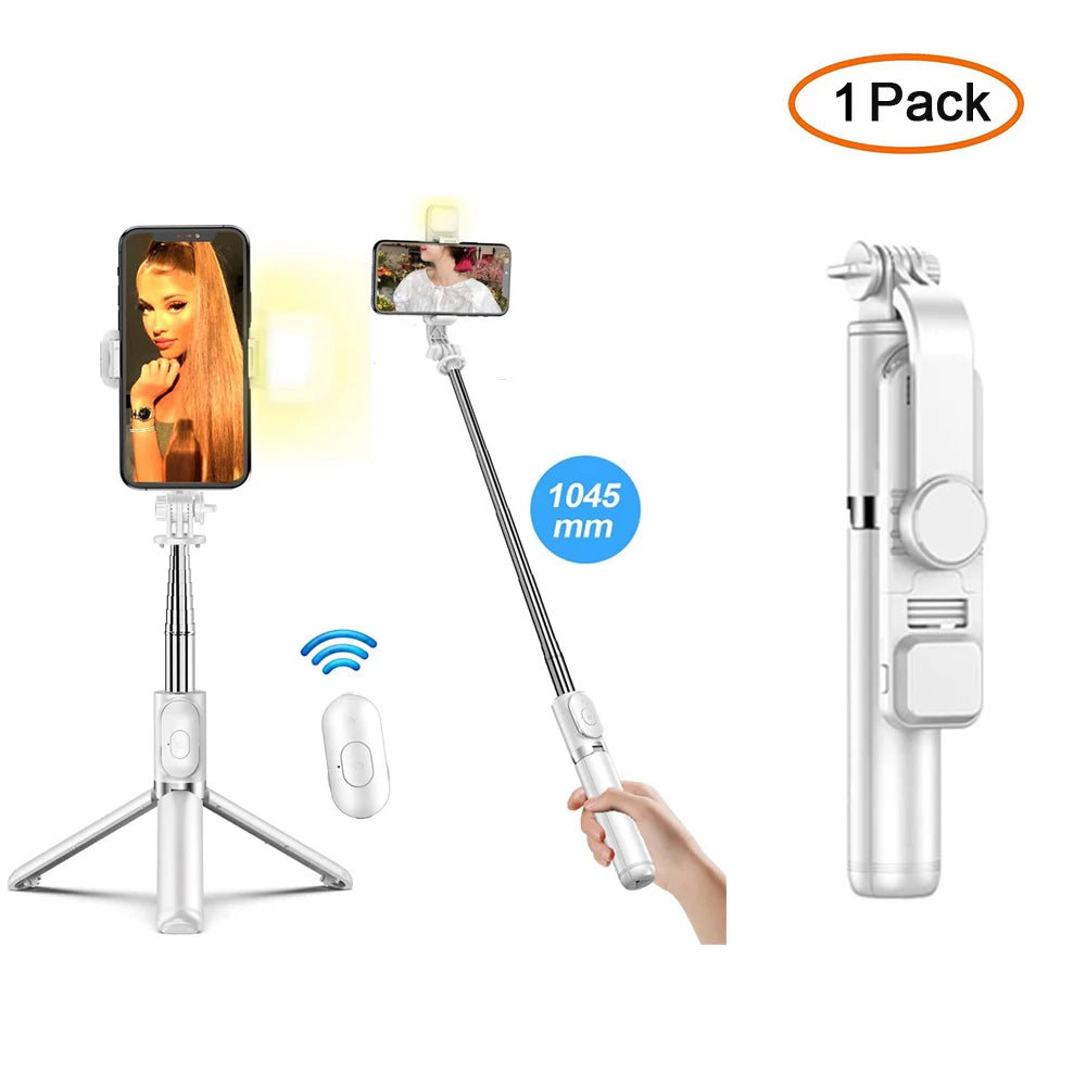 Wireless Bluetooth Selfie Stick Tripod - Foldable Phone Remote Kit