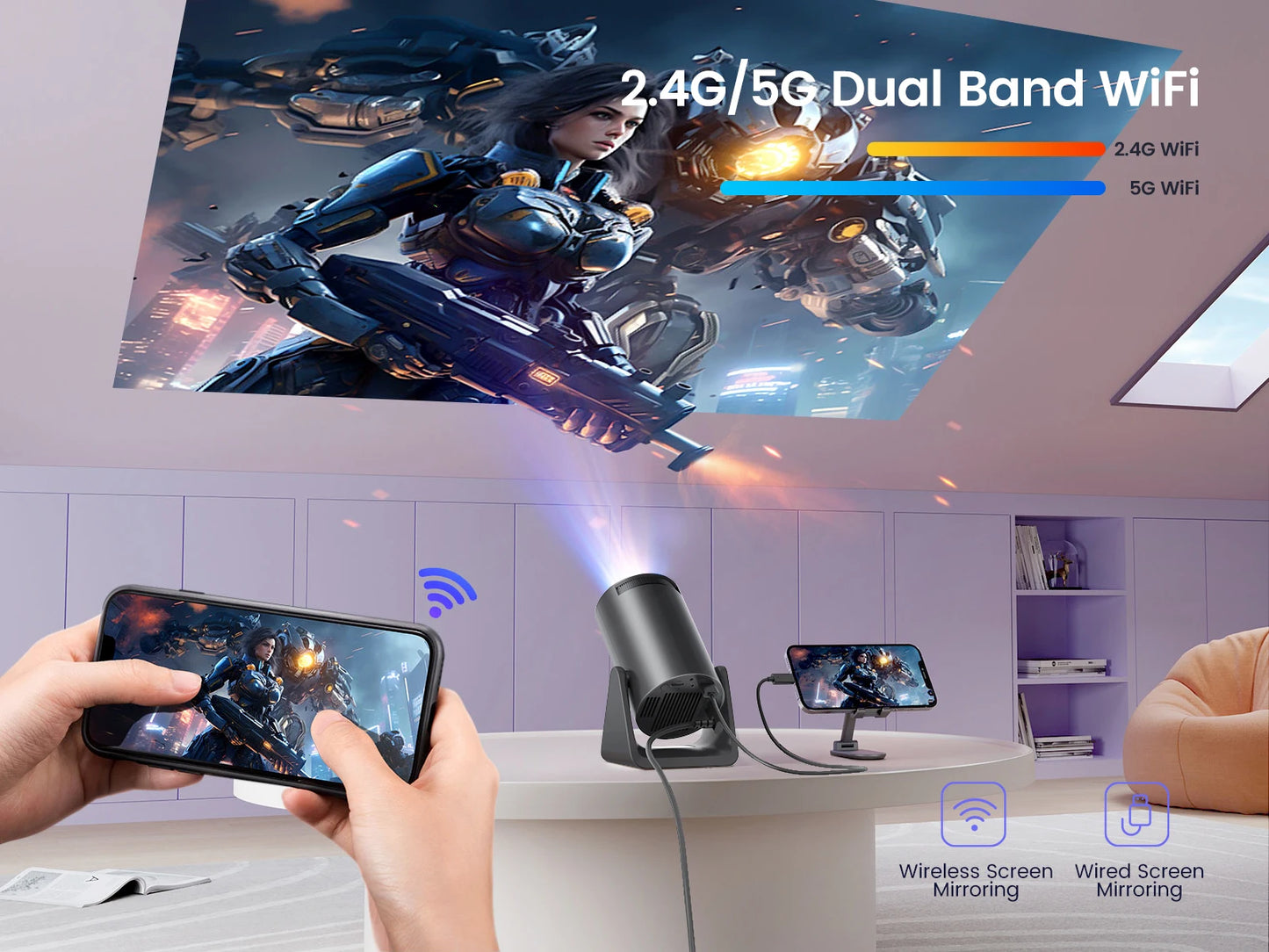 Wimius L1 Mini Projector - 1080P Support Android WiFi Bluetooth