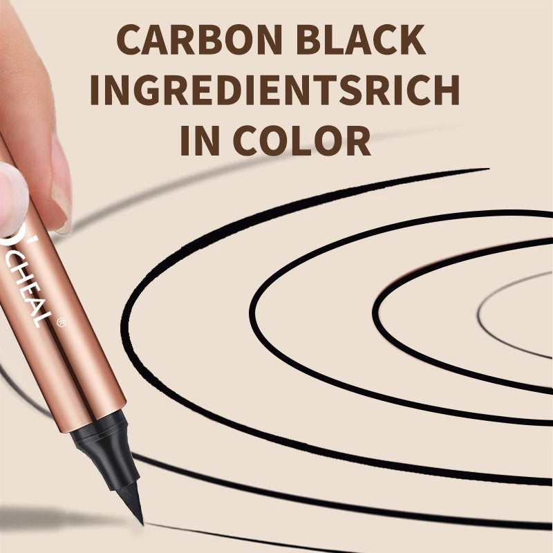 O CHEAL Waterproof Dual-Head Eyeliner Stamp Pen - Black