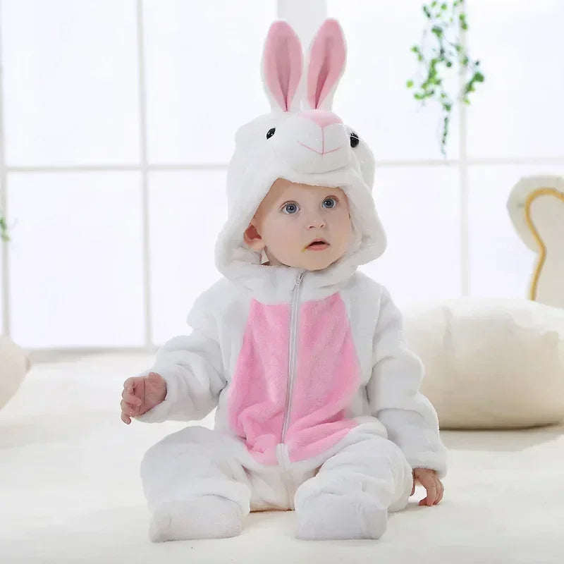 Winter Lion Kigurumi Baby Romper with Hooded Design