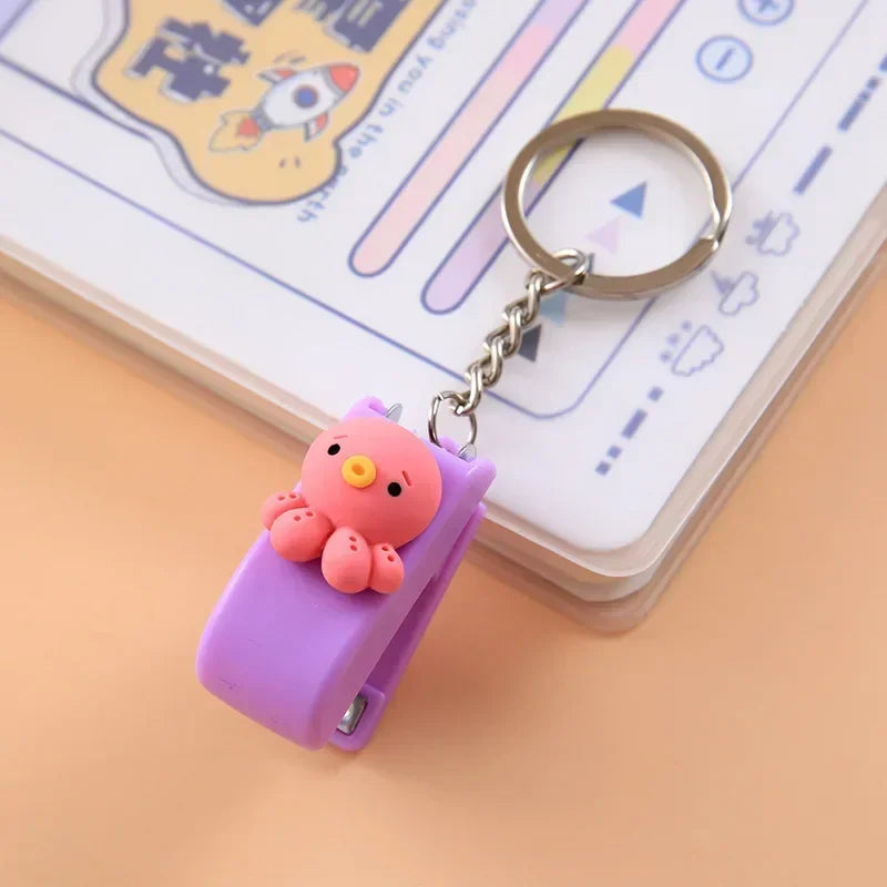 Mini Cartoon Stapler Keychain - Cute Animal Desk Accessory