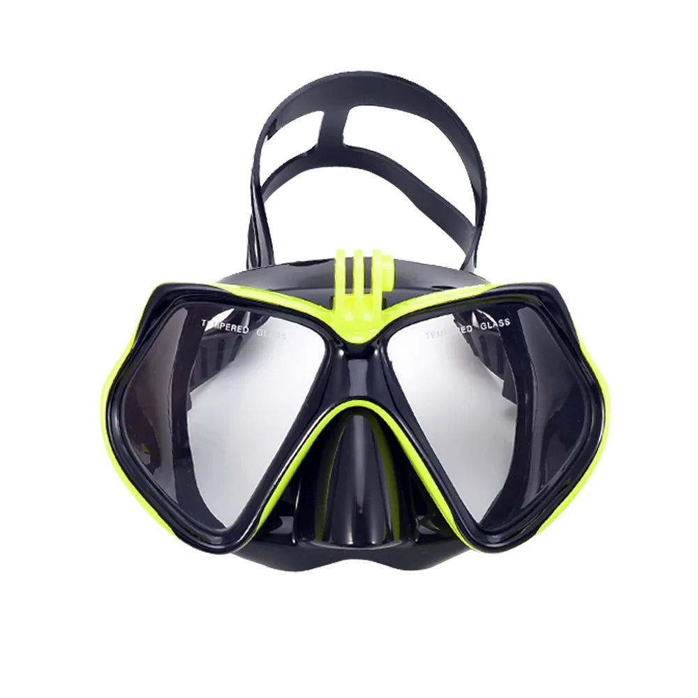 Diving Mask with Snorkel Tube - Tempered Glass Camera-Compatible Swim Gear