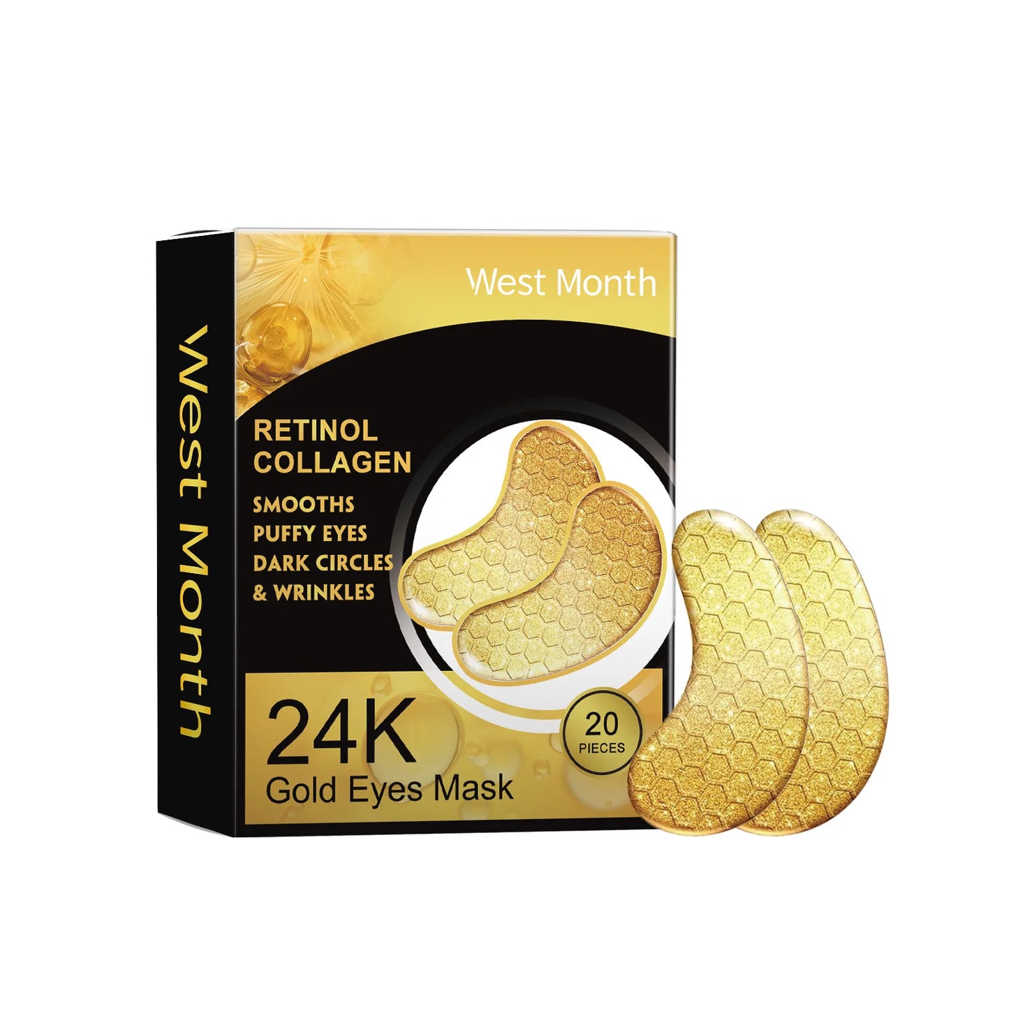 24K Gold Retinol Collagen Eye Patch Set - 30pcs Boxed