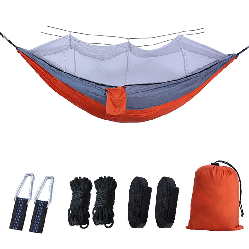 Portable Camping Hammock with Mosquito Net - 210T Nylon Swing Bed
