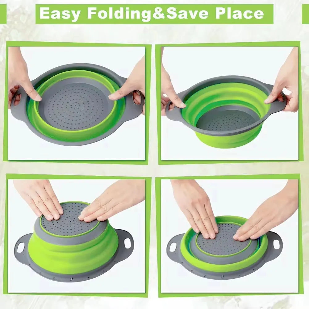 Collapsible Silicone Drain Basket and Vegetable Colander