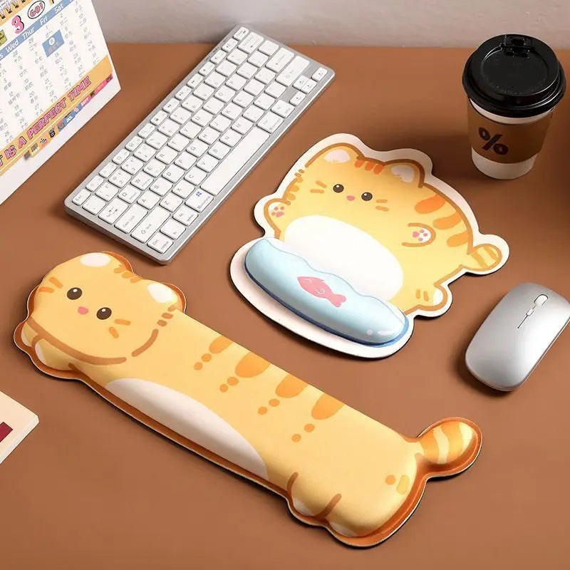 Corgi Cat Wrist Rest Mouse Pad - Memory Foam Anti-Slip Desk Mat