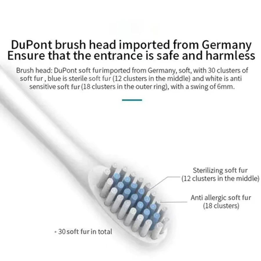 USB Rechargeable Ultrasonic Toothbrush - 6-Speed Black