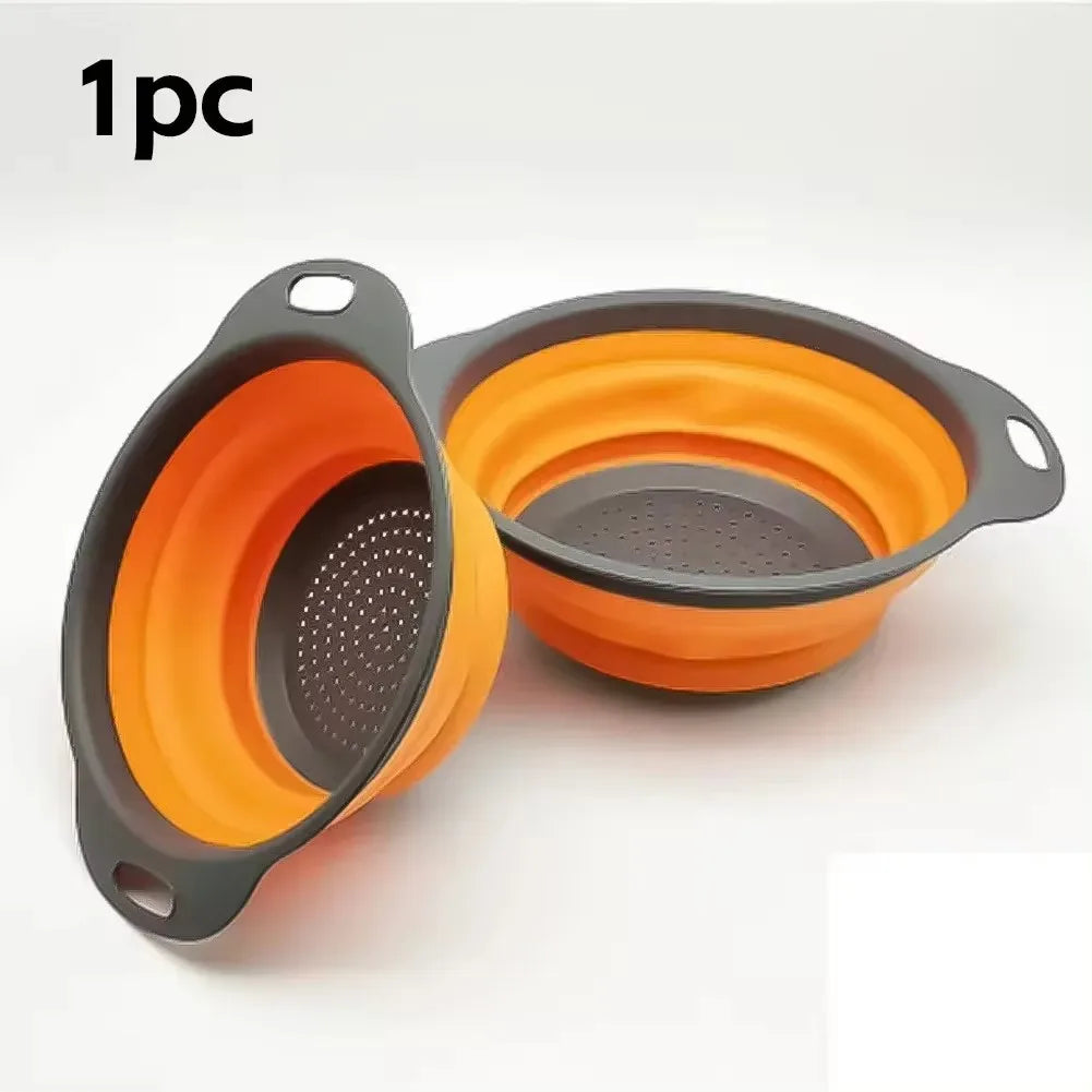 Collapsible Silicone Drain Basket and Vegetable Colander