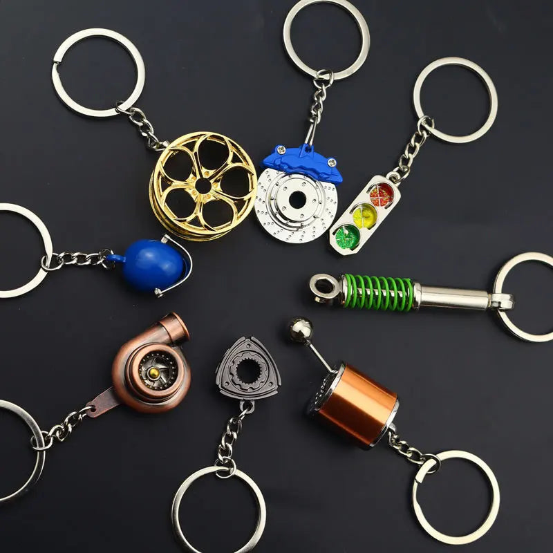 Gear Head Car Keychain with Speedbox Pendant Design