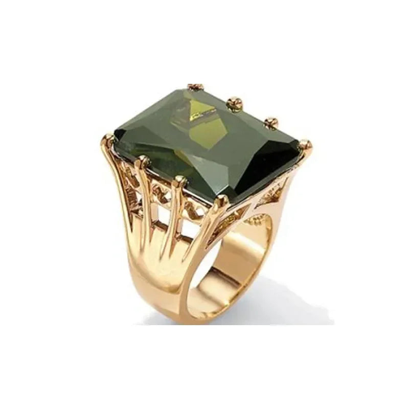 Champagne Square Crystal Statement Ring for Women