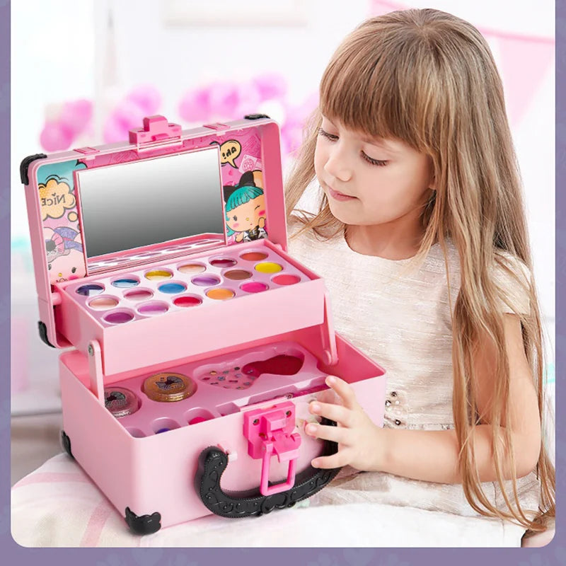 Children Pretend Makeup Play Box - Princess Cosmetic Toy Set