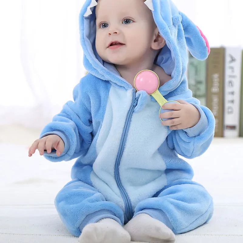 Winter Lion Kigurumi Baby Romper with Hooded Design