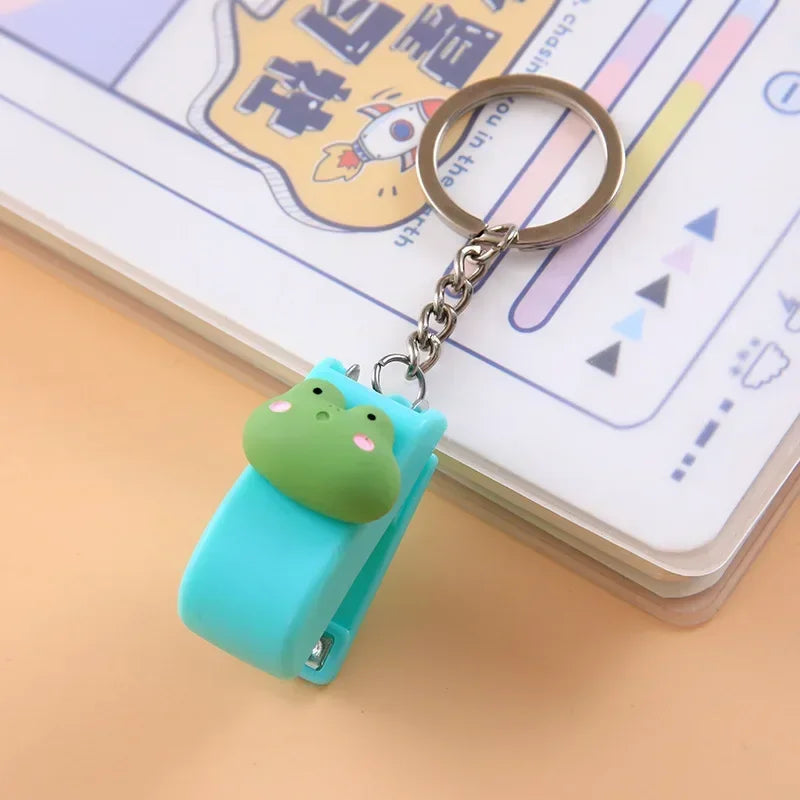 Mini Cartoon Stapler Keychain - Cute Animal Desk Accessory