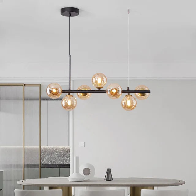 Gold Glass Ball LED Pendant Light with Multi-Head Design