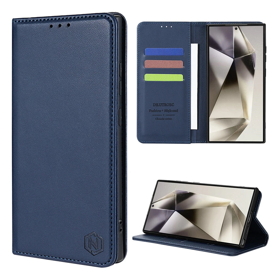 Magnetic Flip Wallet Case for Samsung Galaxy Models