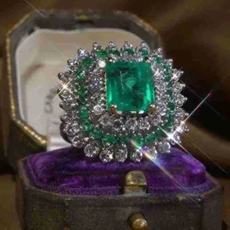 Champagne Square Crystal Statement Ring for Women