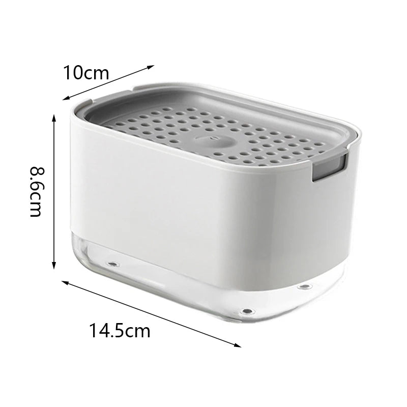 Press Soap Dispenser with Sponge Holder for Sink Areas