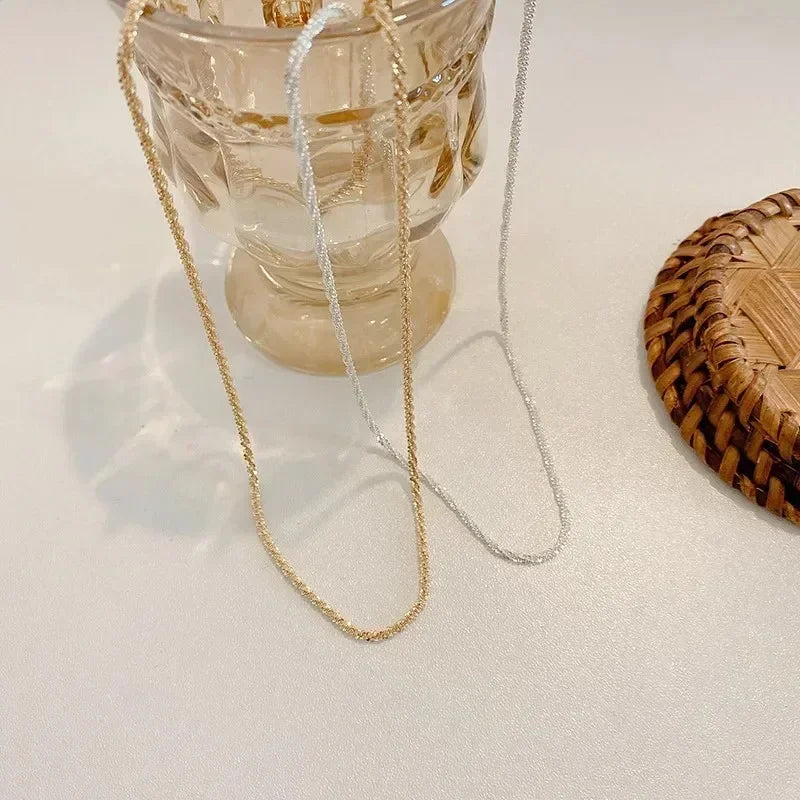 Sparkling Silver Color Clavicle Chain Necklace