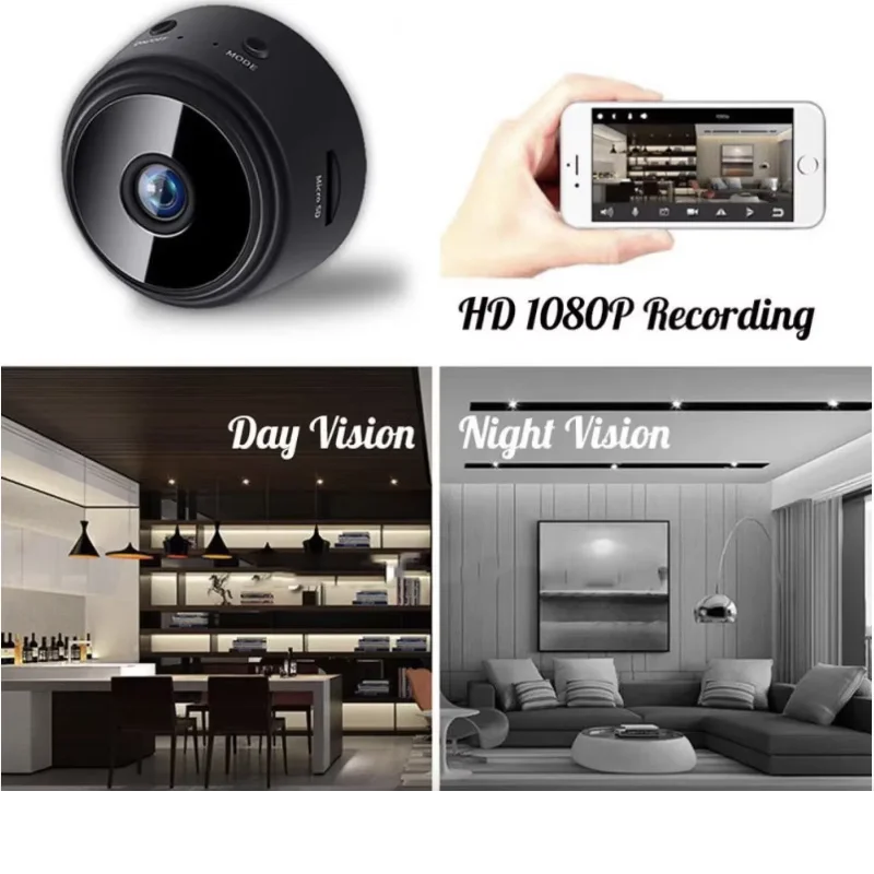 A9 Mini WiFi Home Security Camera - 1080P White Set