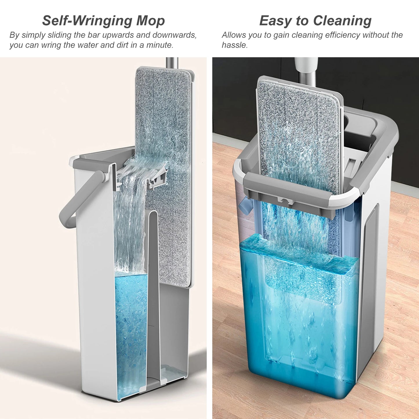 Microfiber Mop with Bucket and Washable Refill Pads
