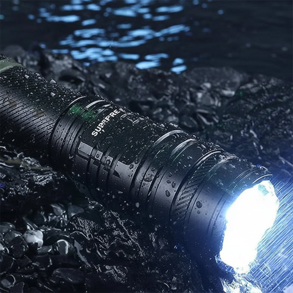 SUPERFIRE 36W Rechargeable LED Flashlight - Waterproof USB-C Torch
