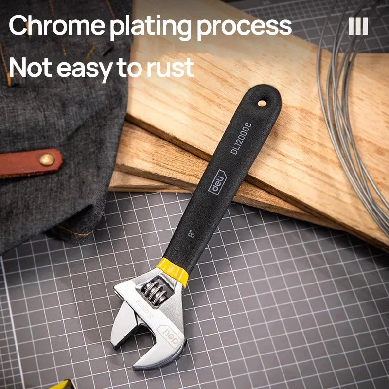 Deli Adjustable Carbon Steel Wrench for Workshop Repairs