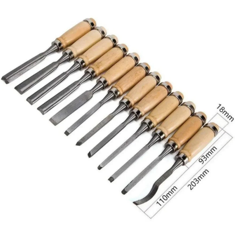 12-Piece Wood Carving Chisel Set with Pouch