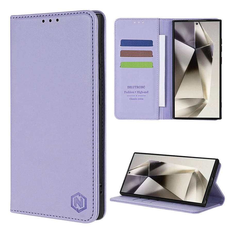 Magnetic Flip Wallet Case for Samsung Galaxy Models