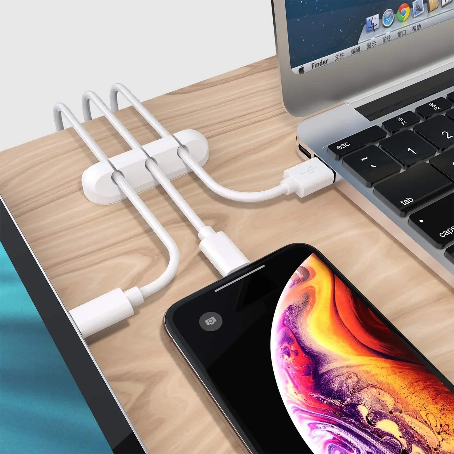 NNBILI Silicone Cable Organizer - Desktop Wire Winder Clip Set