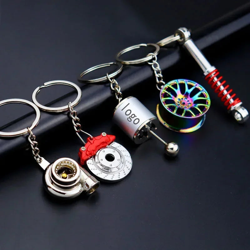 Gear Head Car Keychain with Speedbox Pendant Design