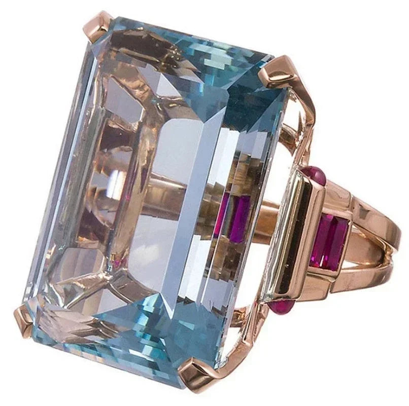 Champagne Square Crystal Statement Ring for Women