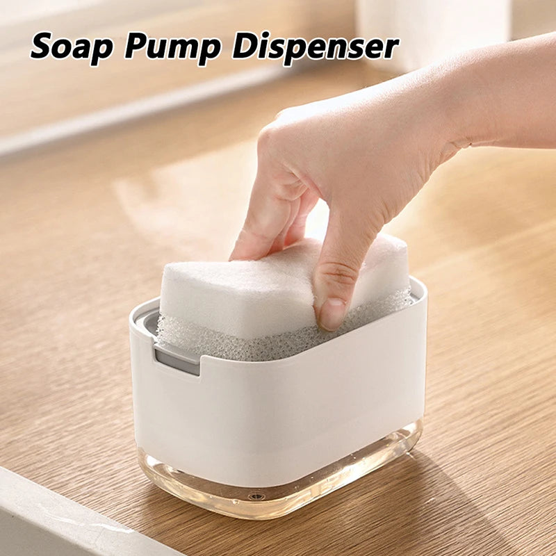 Press Soap Dispenser with Sponge Holder for Sink Areas