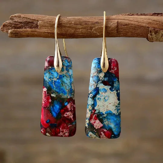 Bohemian Natural Stone Geometric Drop Earrings