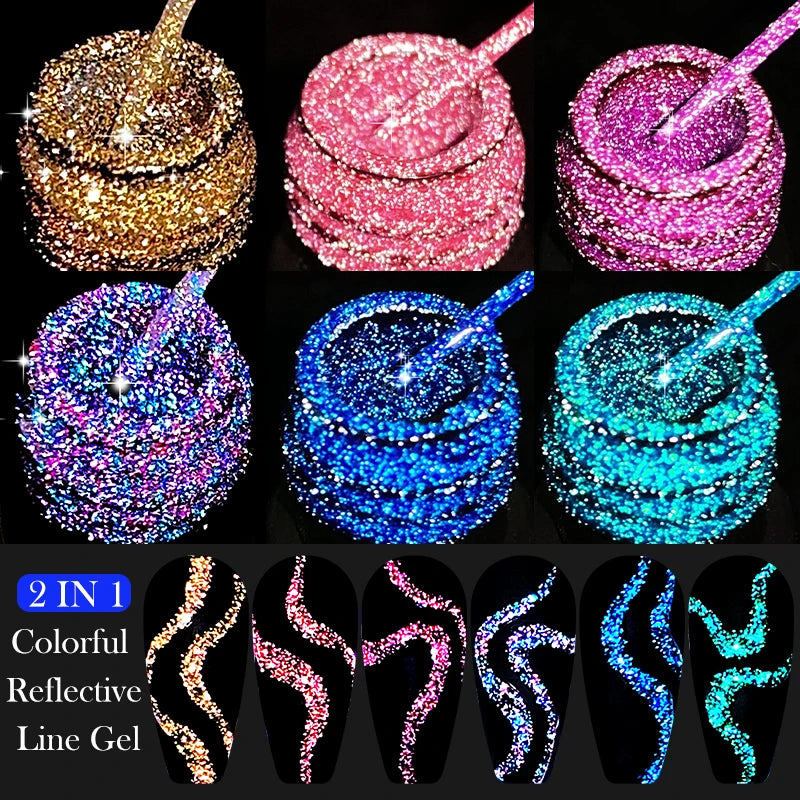 LILYCUTE Reflective Glitter Liner Nail Gel - 5ml