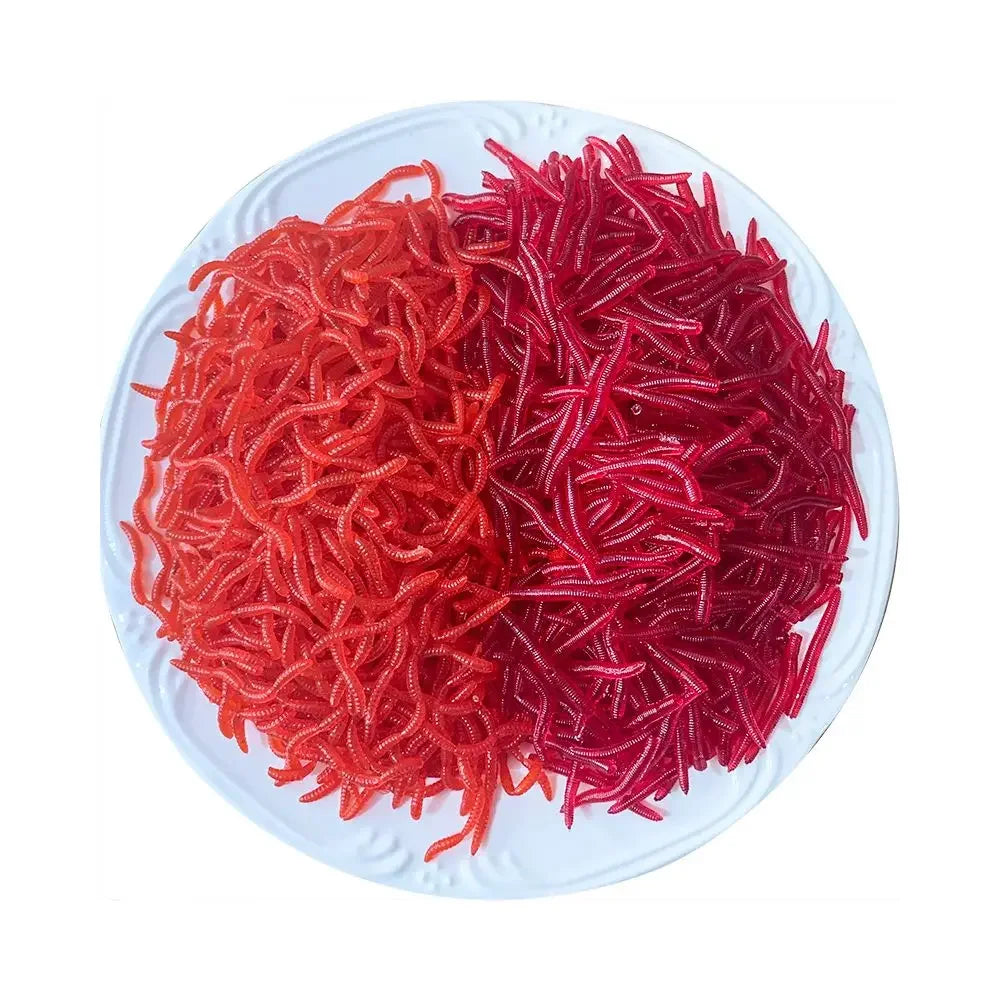 100pcs Soft Bloodworm Fishing Lures - Realistic Red Worm Bait Set