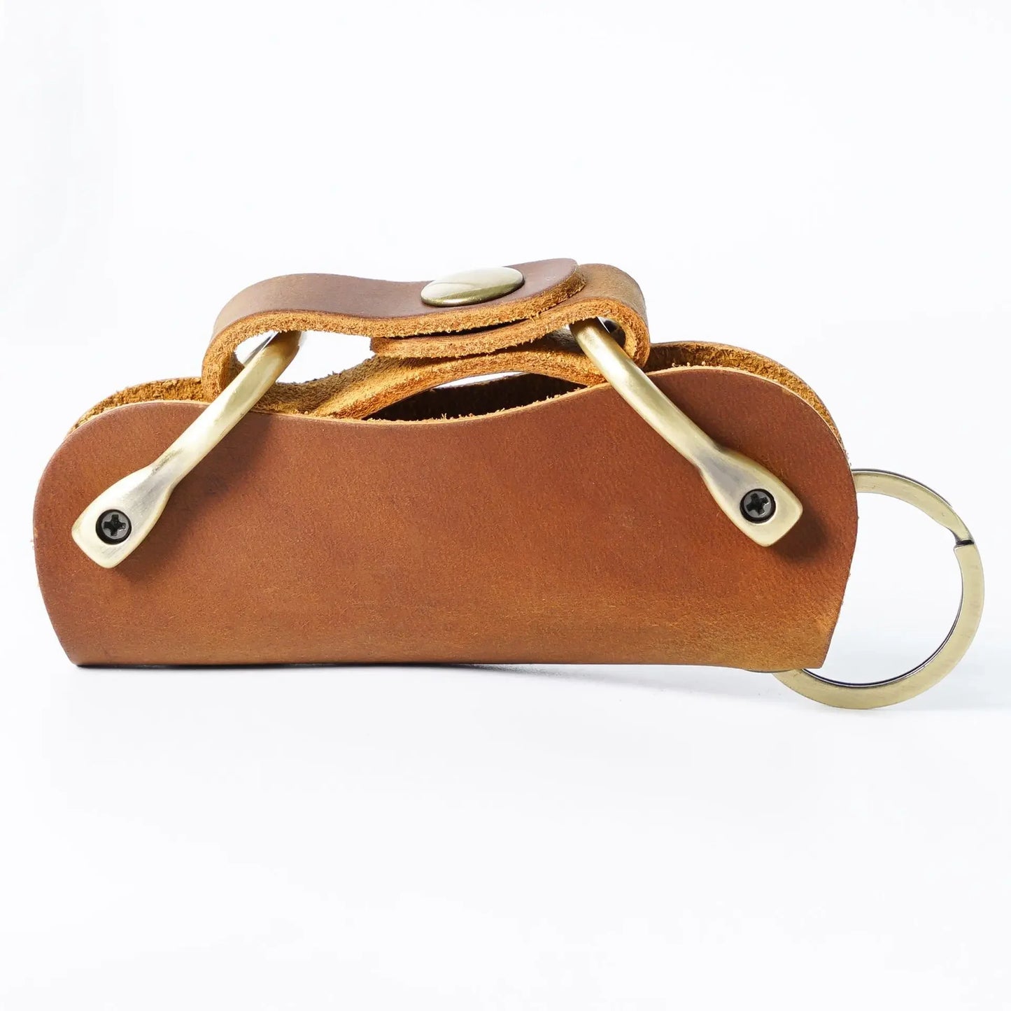 Genuine Leather Car Key Holder - Compact EDC Key Organizer
