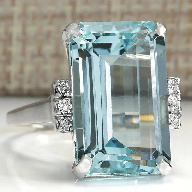 Champagne Square Crystal Statement Ring for Women