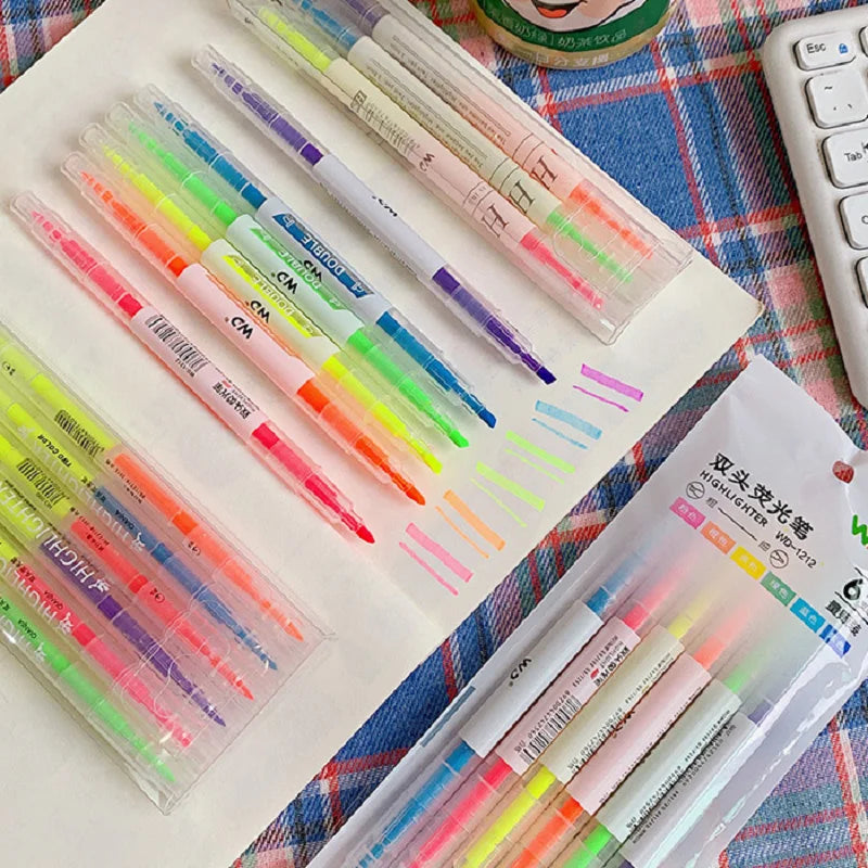 Double-Head Pastel Highlighter Marker Set - 6 Colors