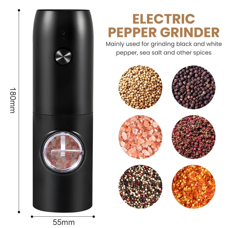 Rechargeable Electric Salt and Pepper Grinder Set with Base