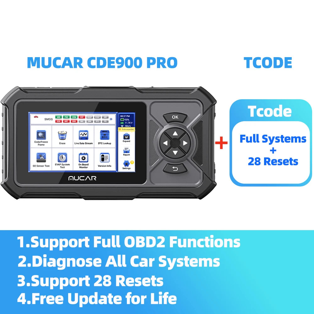 MUCAR CDE900 Pro OBD2 Scanner - 5-Inch Full System Code Reader