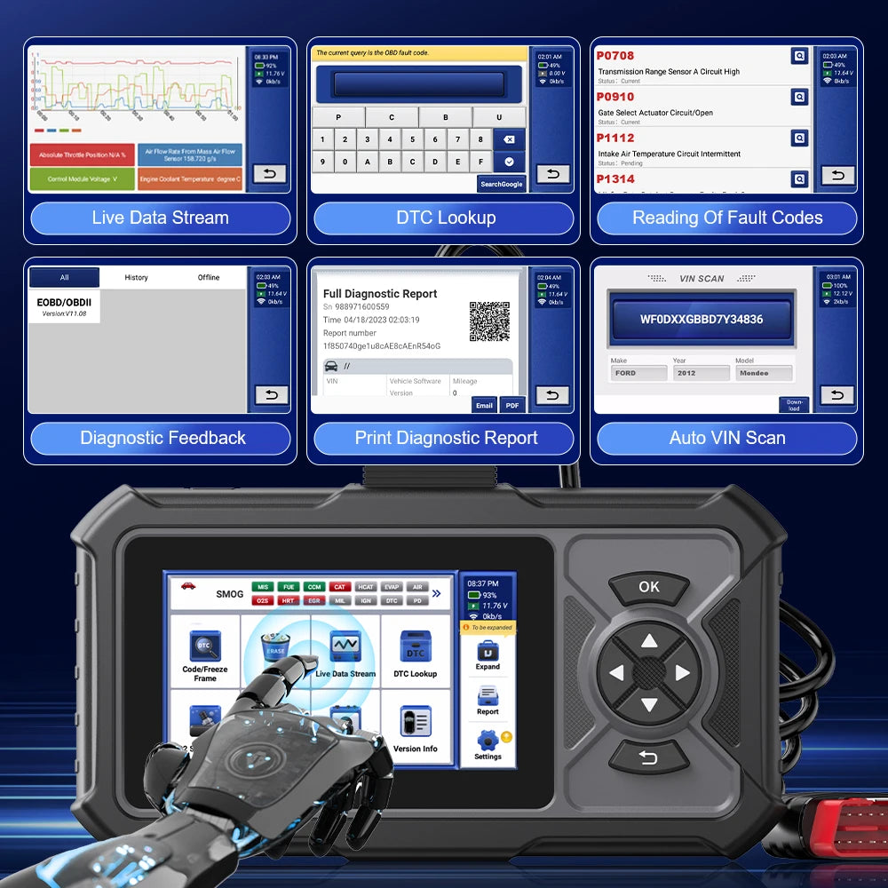 MUCAR CDE900 Pro OBD2 Scanner - 5-Inch Full System Code Reader