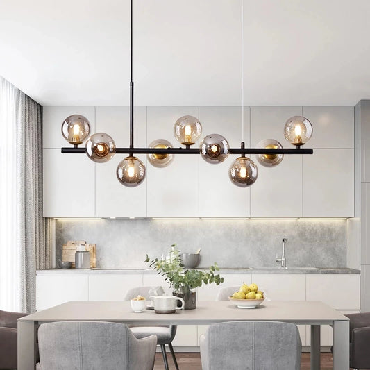 Gold Glass Ball LED Pendant Light with Multi-Head Design