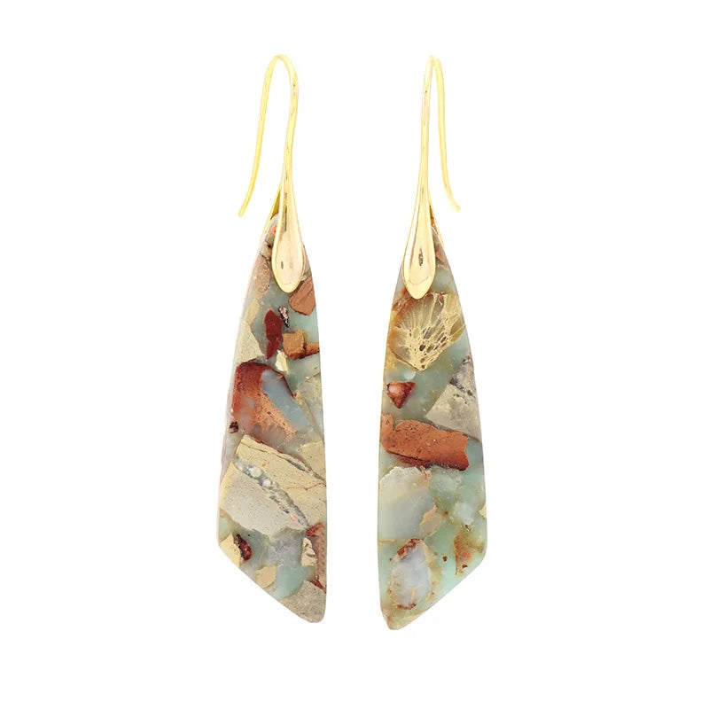 Bohemian Natural Stone Geometric Drop Earrings