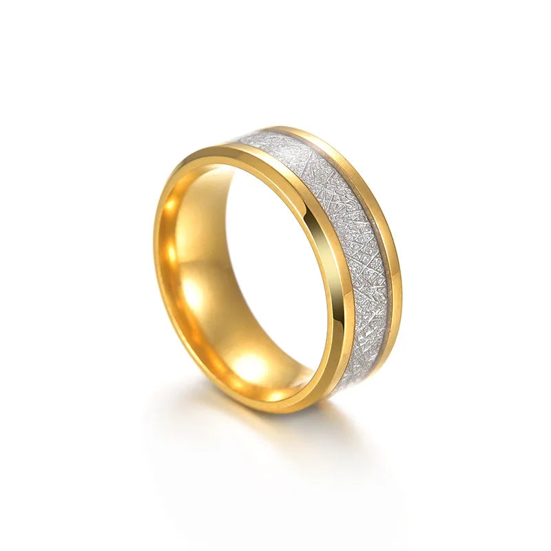 8mm Stainless Steel Tungsten Carbide Meteorite-Style Ring