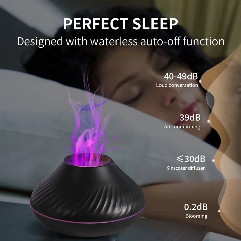 Volcanic Aroma Diffuser - 130ML USB Humidifier with Flame Light