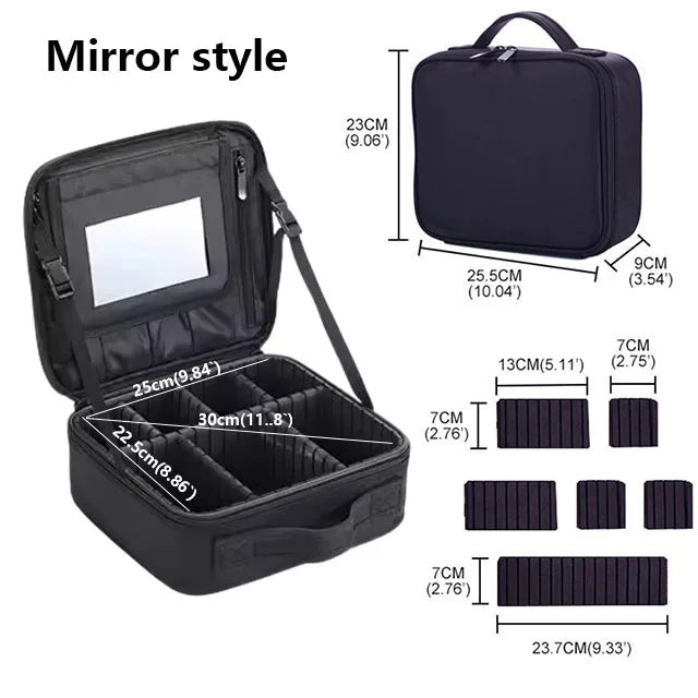 Waterproof Travel Makeup Case - Zipper Cosmetic Organizer Bag