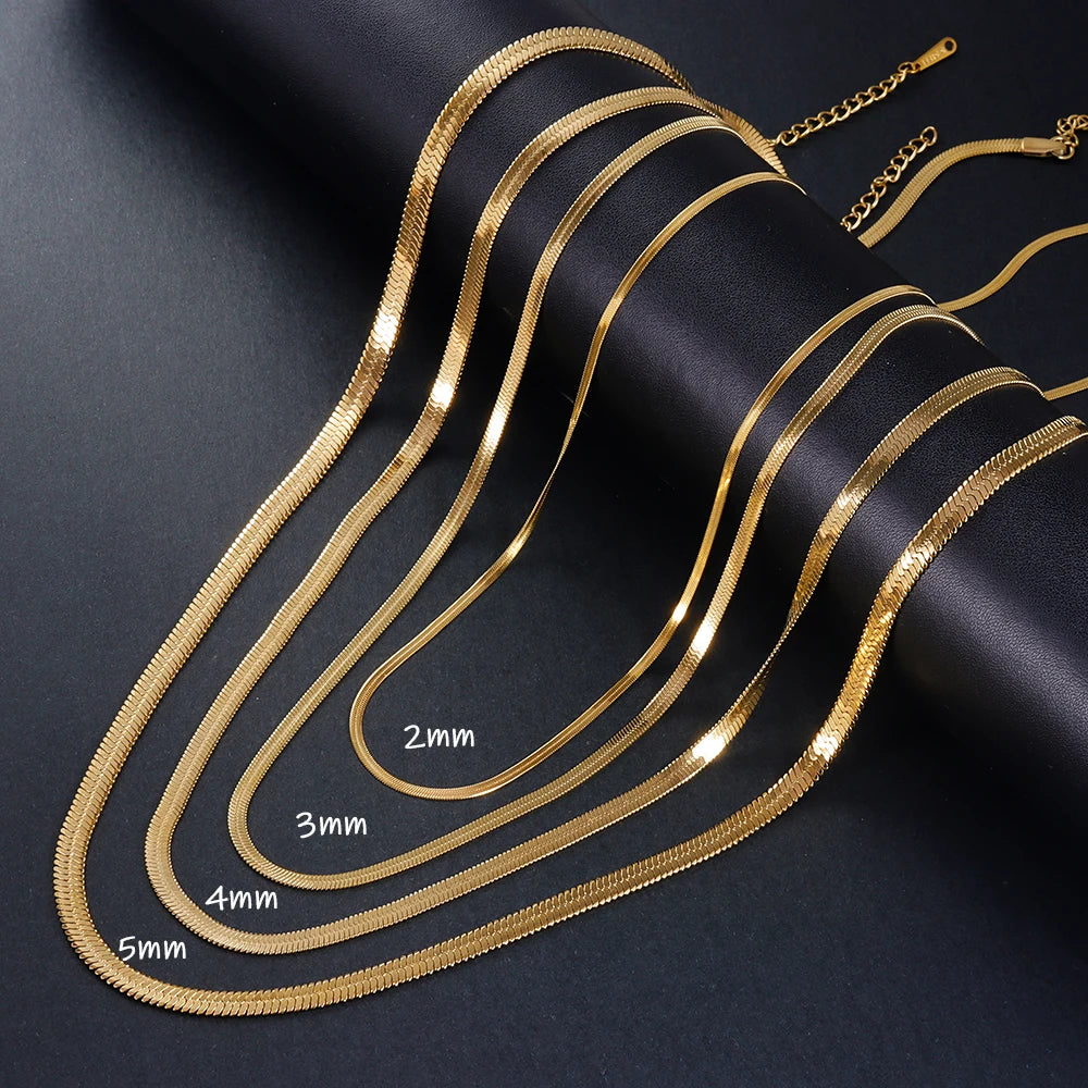 316L Stainless Steel Gold Snake Chain Necklace