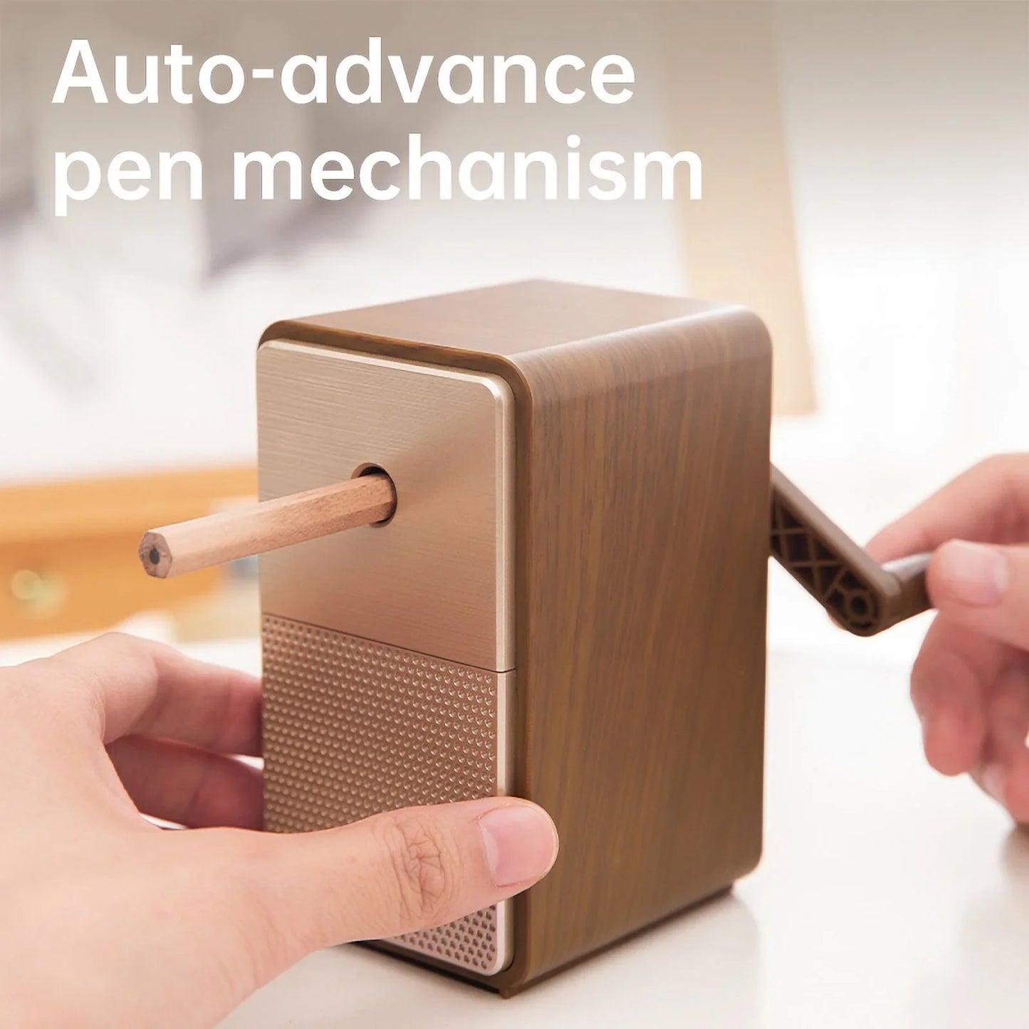 Deli Adjustable Hand Crank Pencil Sharpener - Brown