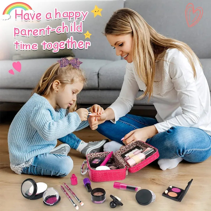 Kids Fake Makeup Kit with Cosmetic Bag - Pretend Play Set